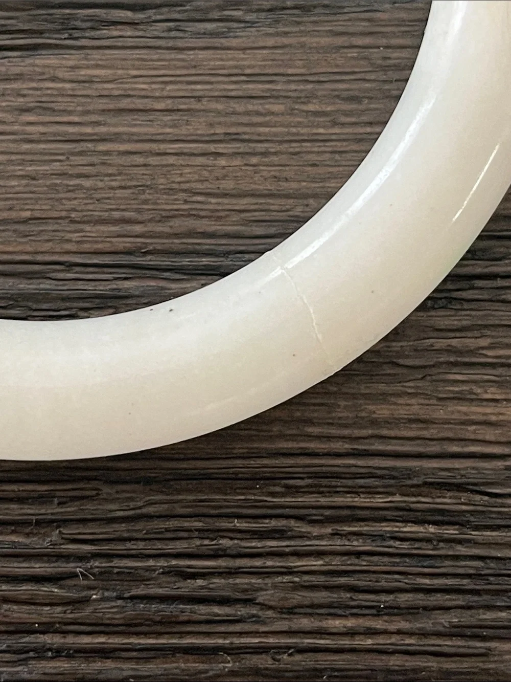 Jade Bangle Bracelet in White/Cream with Green Accents